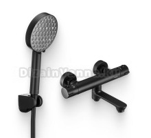 Душевой комплект Термостат Swedbe Mercury 9045B для ванны с душем + Гарнитур Hermes 5133B черный матовый