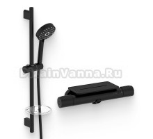 Душевой комплект Термостат Jacob Delafon Metro E21768-BL для ванны с душем с полкой + Гарнитур Awaken E99898-BL