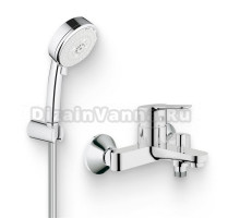 Душевой комплект Смеситель Grohe BauEdge 23334000 + Гарнитур Tempesta Cosmopolitan 27588002