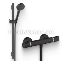 Душевой комплект Термостат Hansgrohe Ecostat Comfort 13116670 для душа, матовый черный + Гарнитур Vernis Blend 26422670 матовый черный