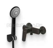 Душевой комплект Смеситель для душа Bravat Rhein F9429564BW-01-ENG матовый черный + Гарнитур Eco D288BM-RUS черный