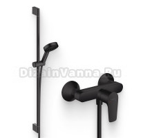 Душевой комплект Смеситель для душа Hansgrohe Talis E 71760670 + Гарнитур Pulsify Relaxation 105 3jet 24170670 матовый черный