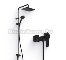 Душевой комплект Смеситель для душа Hansgrohe Vernis Shape 71650670 черный + Стойка 26289670 Showerpipe 230 1jet Reno EcoSmart, черный