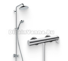 Душевой комплект Смеситель для душа Hansgrohe Vivenis 75620000 хром + Стойка Croma 220 Showerpipe Reno 27224000