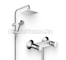 Душевой комплект Смеситель для душа Hansgrohe Logis 71263000 + Стойка Vernis Shape 26282000 Showerpipe 230 1jet Reno хром