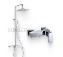 Душевой комплект Смеситель для душа Aquanet Cubic SD90447 + Стойка Pragmatic AF430-70-S-C