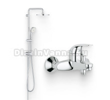 Душевой комплект Смеситель Grohe Euroeco 32743000 + Стойка New Tempesta Rustic 27399002