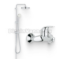 Душевой комплект Смеситель Grohe Euroeco 32743000 + Стойка New Tempesta System 26381001