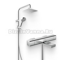 Душевой комплект Термостат Hansgrohe Ecostat E 15774000 для ванны с душем + Стойка Vernis Shape 26282000 Showerpipe 230 1jet Reno хром