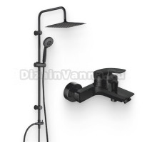 Душевой комплект Смеситель Aquanet Static AF330-20B чёрный матовый + Стойка Passion AF300-70-S-B чёрная матовая