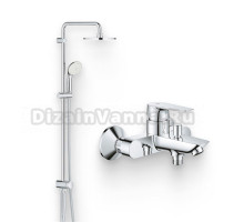 Душевой комплект Смеситель Grohe BauEdge 23604001 + Стойка New Tempesta Rustic 26452001