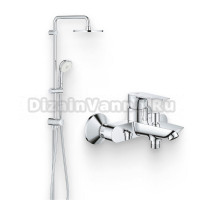 Душевой комплект Смеситель Grohe BauEdge 23604001 + Стойка New Tempesta Rustic 27399002