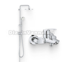Душевой комплект Смеситель Grohe Eurosmart 33300003 + Стойка New Tempesta Rustic 27399002
