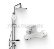 Душевой комплект Смеситель Dorff Alpha D9010000WH белый + Стойка Prime D0740000