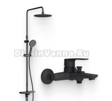 Душевой комплект Смеситель AM.PM Gem F90A10022 черный + Стойка Like F0780222 черная