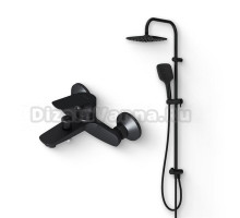 Душевой комплект Смеситель Damixa Origin Bit 771000300 черный + Стойка Origin Evo 978200300