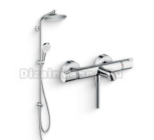 Душевой комплект Термостат Hansgrohe Ecostat Comfort 13114000 для ванны с душем, хром + Стойка Crometta S 240 1jet Showerpipe Rеno 27270000 EcoSmart