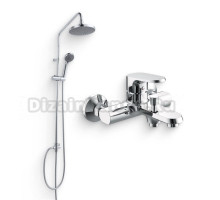 Душевой комплект Смеситель Bravat Pure F6105161C-01 + Стойка Fit D283CP-2-RUS