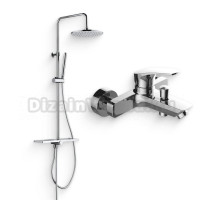 Душевой комплект Смеситель Aquanet Static AF330-20C + Стойка Pragmatic AF430-70-R-C