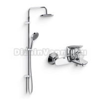Душевой комплект Смеситель Damixa Jupiter 771000001 хром + Стойка Apollo 947000000 хром