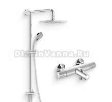 Душевой комплект Термостат Jacob Delafon July E45714 для ванны с душем + Стойка Eo E45893-CP
