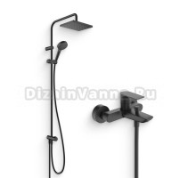 Душевой комплект Смеситель Hansgrohe Rebris E 72450670 черный матовый + Стойка Vernis Shape 26289670 Showerpipe 230 1jet Reno EcoSmart, черный