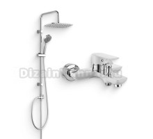 Душевой комплект Смеситель Aquanet Arctic AF520-20СW + Стойка Passion AF300-70-RC-C хром