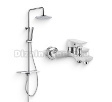 Душевой комплект Смеситель Aquanet Arctic AF520-20СW + Стойка Pragmatic AF430-70-R-C