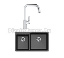 Комплект Мойка Rivelato Axel X-90D nero + Смеситель Grohe Eurosmart 30567000