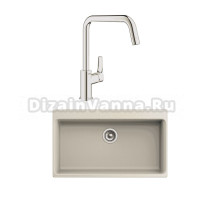 Комплект Мойка Rivelato Axel Х-90 beige scuro + Смеситель Grohe Eurosmart 30567000
