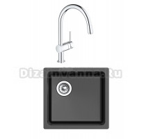 Комплект Мойка Rivelato Berkana BK-45 nero + Смеситель Grohe Minta 3291800E хром