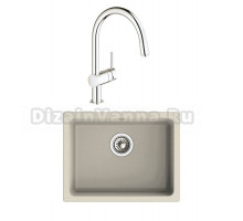 Комплект Мойка Rivelato Berkana BK-50 beige scuro + Смеситель Grohe Minta 3291800E хром