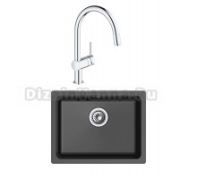 Комплект Мойка Rivelato Berkana BK-50 nero + Смеситель Grohe Minta 3291800E хром