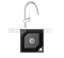 Комплект Мойка Rivelato Locus LS-50 nero + Смеситель Grohe Minta 3291800E хром