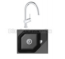 Комплект Мойка Rivelato Locus LS-65 nero + Смеситель Grohe Minta 3291800E хром