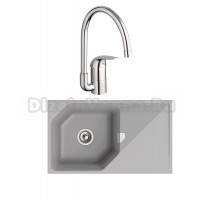 Комплект Мойка Rivelato Locus LS-85 grigio metallizzato + Смеситель Grohe Euroeco 32752000