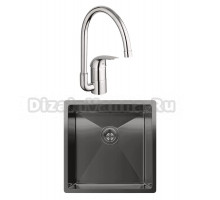 Комплект Мойка Rivelato Rinox 4444 UN PVD black + Смеситель Grohe Euroeco 32752000