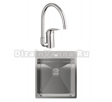 Комплект Мойка Rivelato Rinox 4450 нержавеющая сталь + Смеситель Grohe Euroeco 32752000