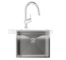 Комплект Мойка Rivelato Rinox 5444 UN нержавеющая сталь + Смеситель Grohe Minta 3291800E хром