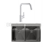 Комплект Мойка Rivelato Rinox 8050 B2 PVD black + Смеситель Grohe Eurosmart 30567000