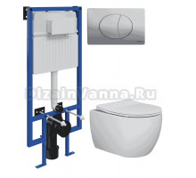 Комплект Унитаз подвесной Ceramicanova Play CN3001 + Инсталляция STWORKI 510162 + Кнопка 230823 хром матовый