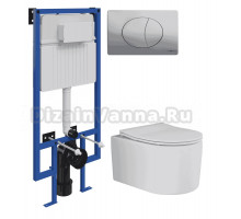 Комплект Унитаз подвесной Ceramicanova Moments CN3003 + Инсталляция STWORKI 510162 + Кнопка 230823 хром матовый