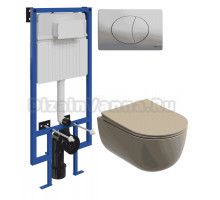 Комплект Унитаз подвесной Ceramicanova Modena Rimless CN6063MC + Инсталляция STWORKI 510162 + Кнопка 230823 хром матовый