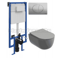 Комплект Унитаз подвесной Ceramicanova Modena Rimless CN6063MH + Инсталляция STWORKI 510162 + Кнопка 230823 хром матовый