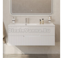 Тумба с раковиной Cezares Duet 120 L bianco lucido, раковина белая CZR-8095-120-L