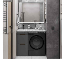 Мебель для ванной комнаты SanStar Darko 100 L под стиральную машину дуб вотан, графит софт, раковина Даллас