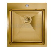 Мойка кухонная Floracio Steel F.4651.GDD матовое золото, декор