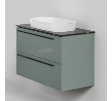 Тумба с раковиной La Fenice Elba Twin 100 подвесная, grigio, столешница черный мрамор, раковина белая матовая