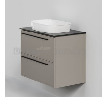Тумба с раковиной La Fenice Elba Twin 80 подвесная, сappuccino, столешница черный мрамор, раковина белая матовая