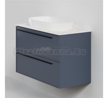 Тумба с раковиной La Fenice Elba Twin 100 подвесная, blu grigio, столешница белый мрамор, раковина белая матовая